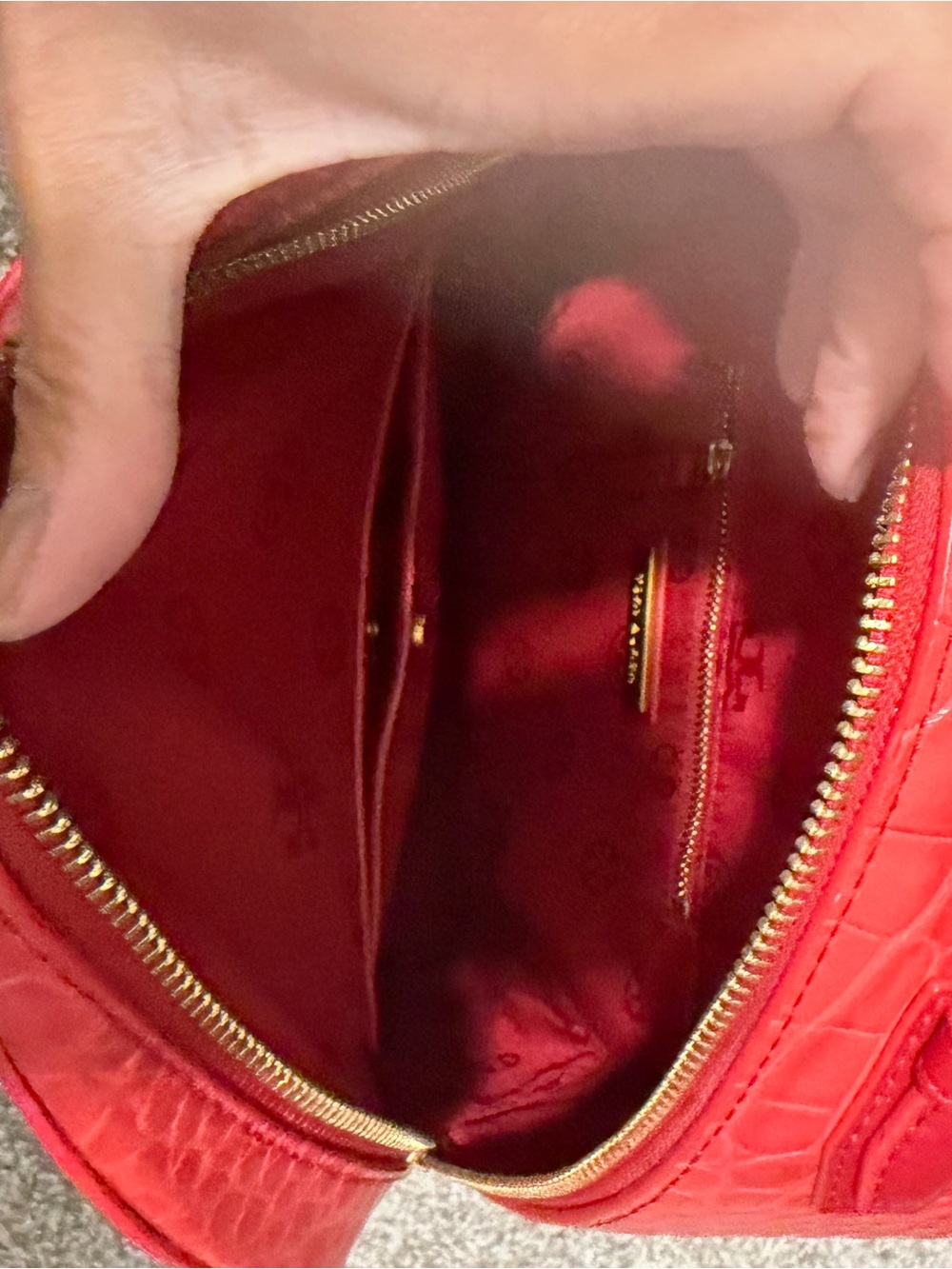 “Authentic” Tory Burch Red Croc-Embossed Mini Backpack - Picture 7 of 7